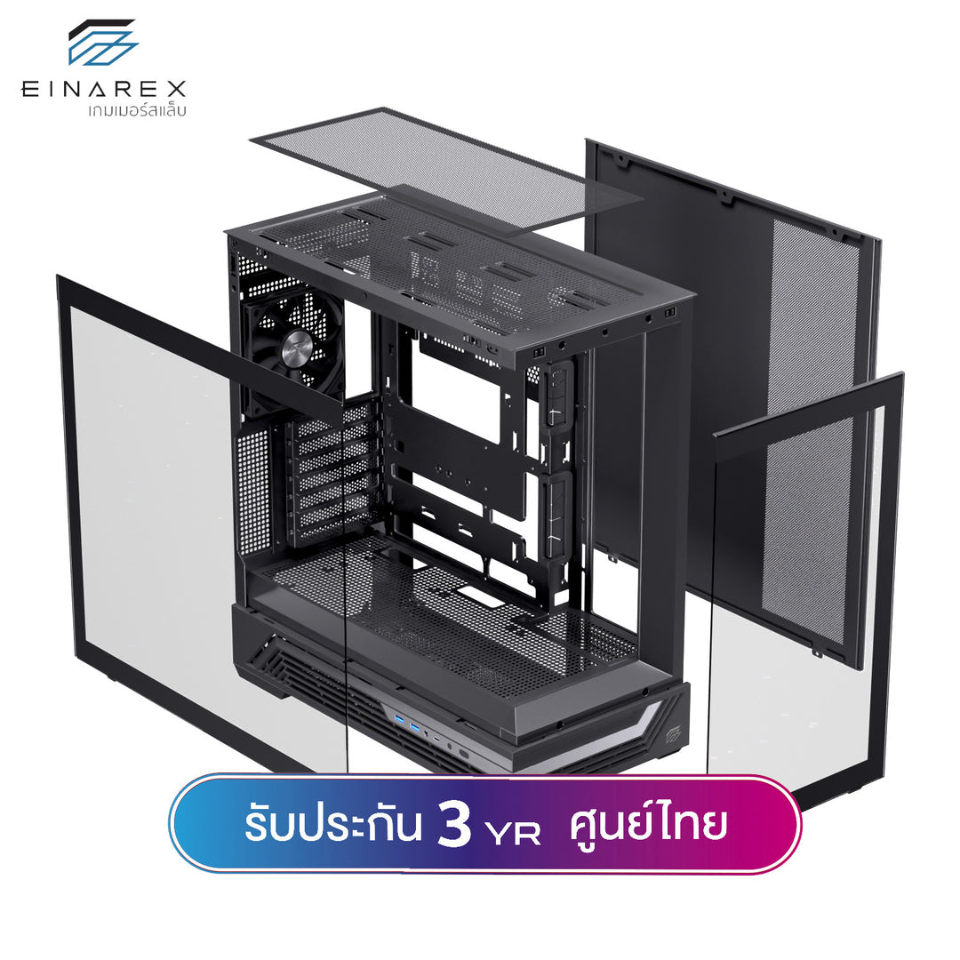 เคสคอมพิวเตอร์ Einarex Prisma S800 Core Refraction Design Airflow ATX Gaming Case with PWM Fan รับประกัน 3 ปี