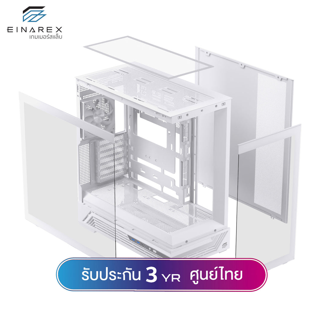 เคสคอมพิวเตอร์ Einarex Prisma S800 Core Refraction Design Airflow ATX Gaming Case with PWM Fan รับประกัน 3 ปี
