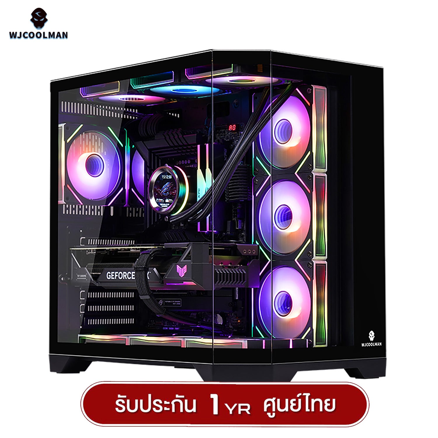 WJCOOLMAN Dreamer Plus Panorama ATX Tempered Glass Gaming Case (No Fan ...