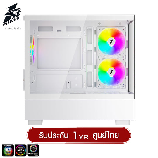 1ST Player MIKU Mi5 Panorama Tempered Glass M-ATX GAMING CASE with F7 ARGB Cooling Fan x3