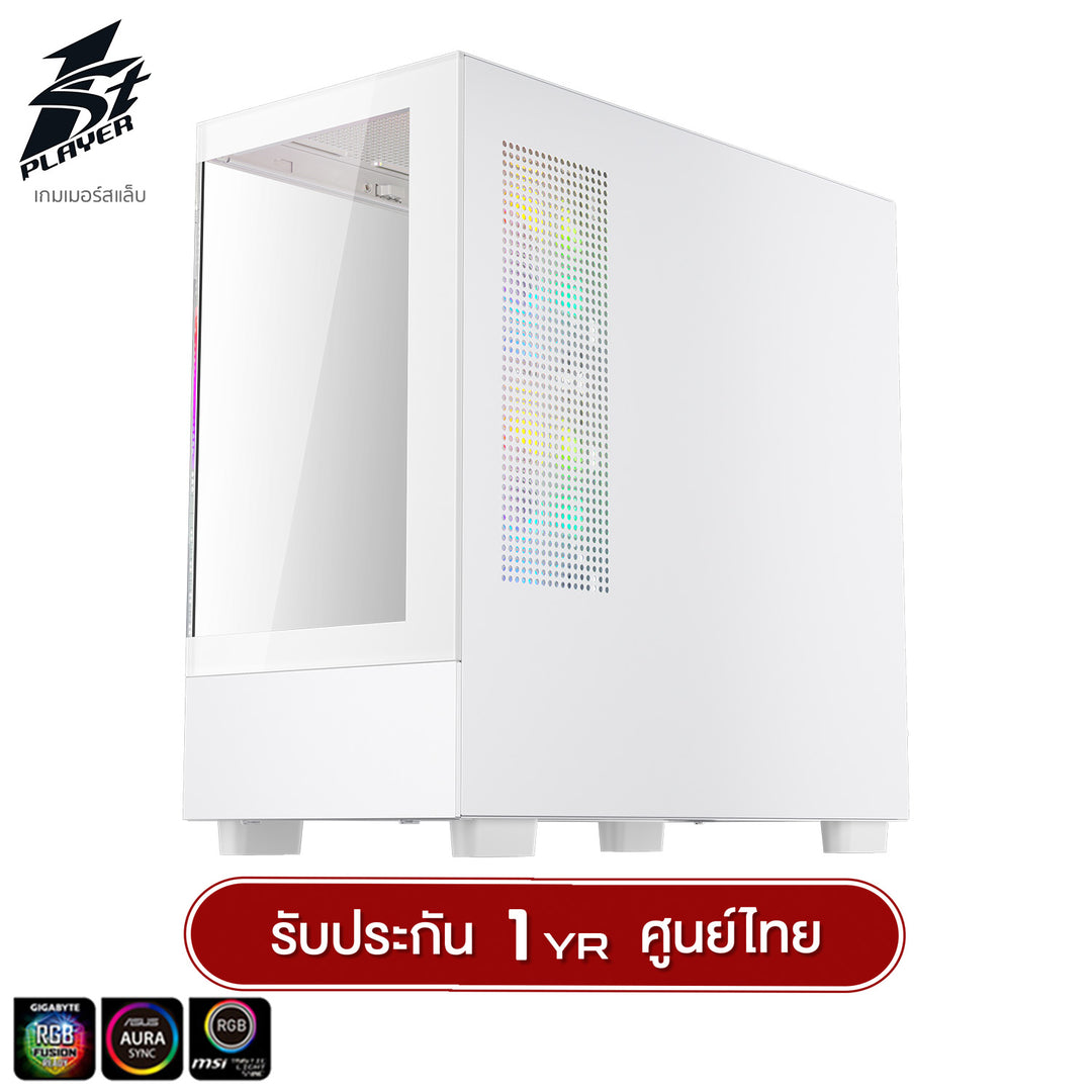 1ST Player MIKU Mi5 Panorama Tempered Glass M-ATX GAMING CASE with F7 ARGB Cooling Fan x3