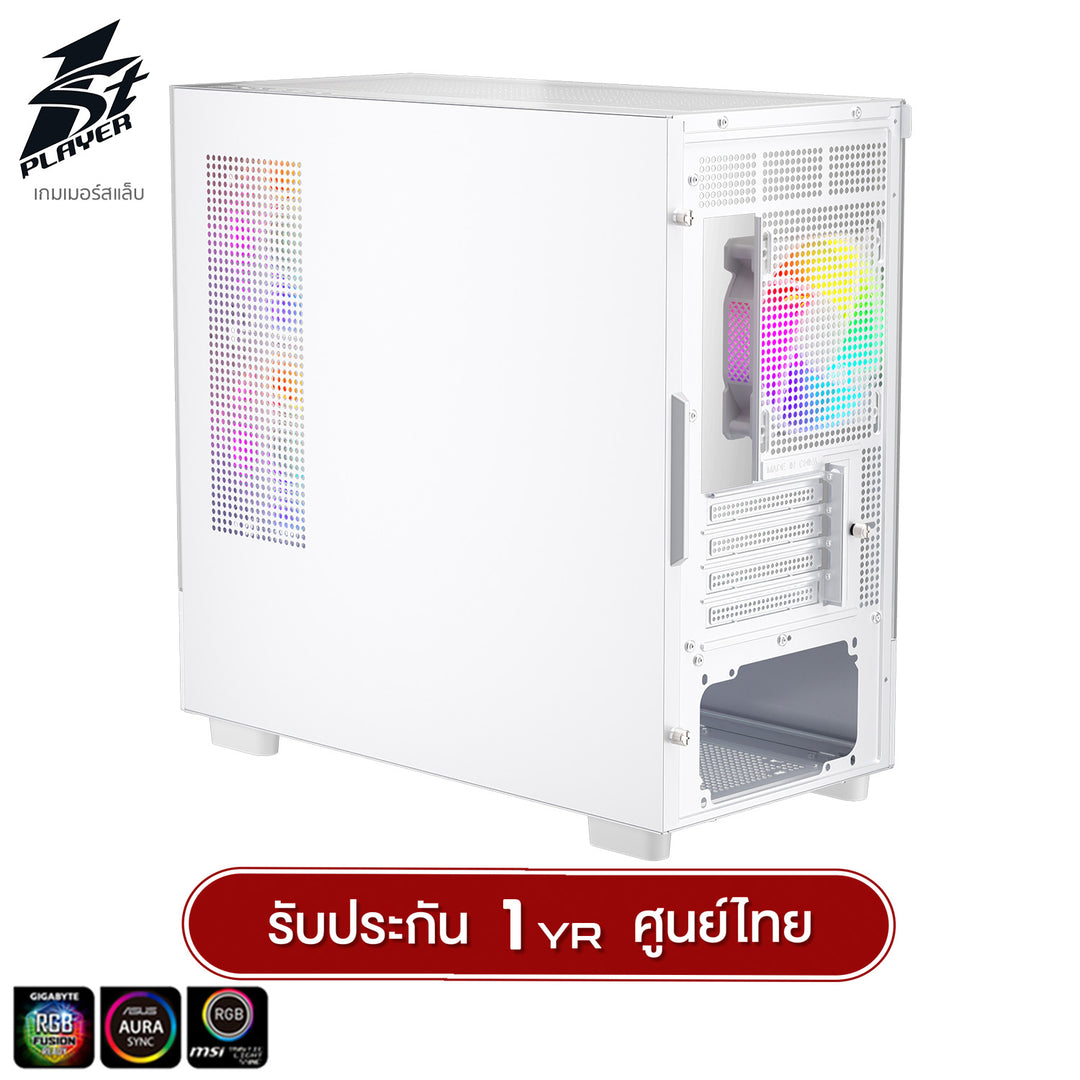 1ST Player MIKU Mi5 Panorama Tempered Glass M-ATX GAMING CASE with F7 ARGB Cooling Fan x3