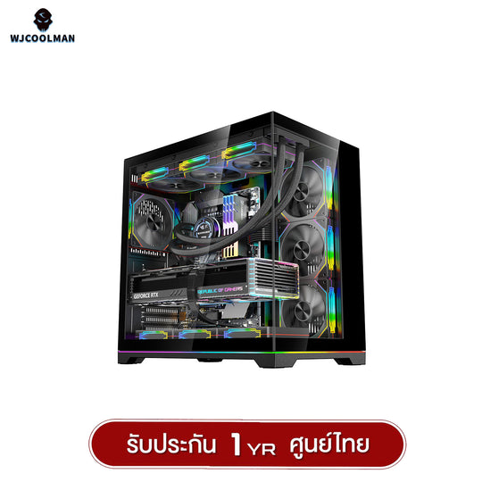 WJCOOLMAN เคสคอมพิวเเตอร์ (No FAN) (AIO360) NightDancer Plus RGB ATX Panorama Tempered Gaming Case รับประกัน 1 ปี