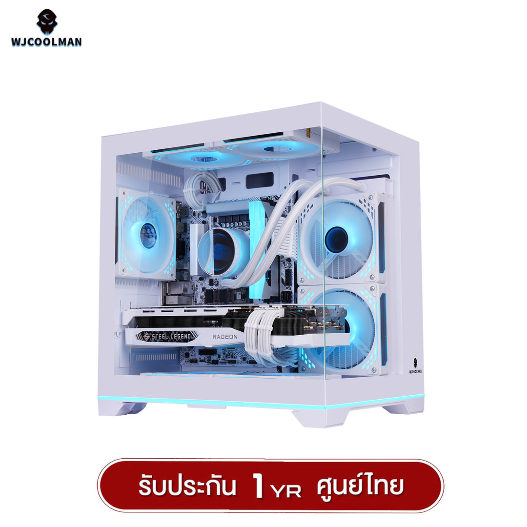 เคสคอมพิวเเตอร์ (No FAN) (AIO240) WJCOOLMAN NightDancer Mini RGB MATX Panorama Tempered Gaming Case รับประกัน 1 ปี