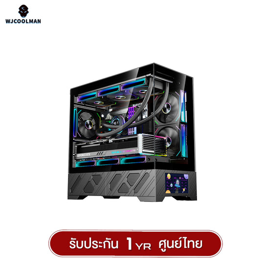 เคสคอมพิวเเตอร์ WJCOOLMAN 215 MATX-X LCD-SubScreen Panorama Tempered Glass Gaming Case รับประกัน 1 ปี