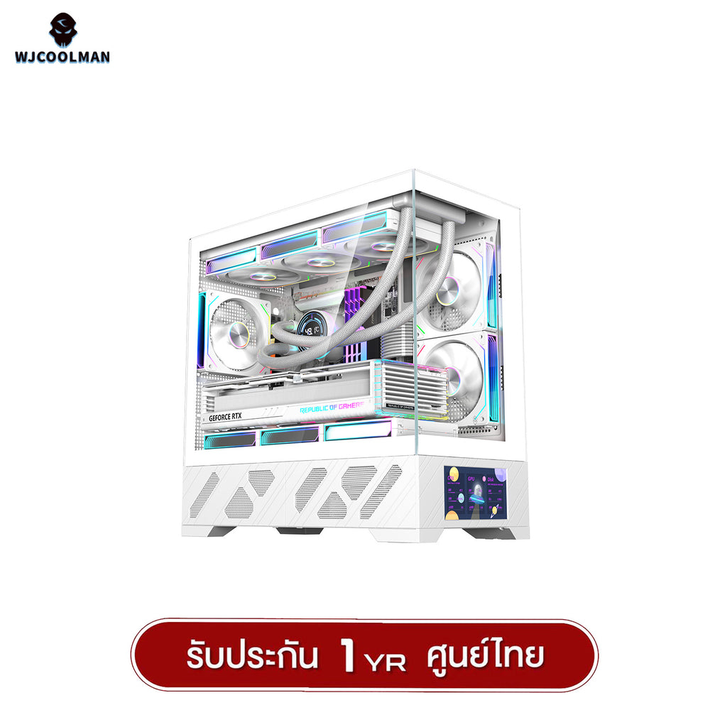 เคสคอมพิวเเตอร์ WJCOOLMAN 215 MATX-X LCD-SubScreen Panorama Tempered Glass Gaming Case รับประกัน 1 ปี