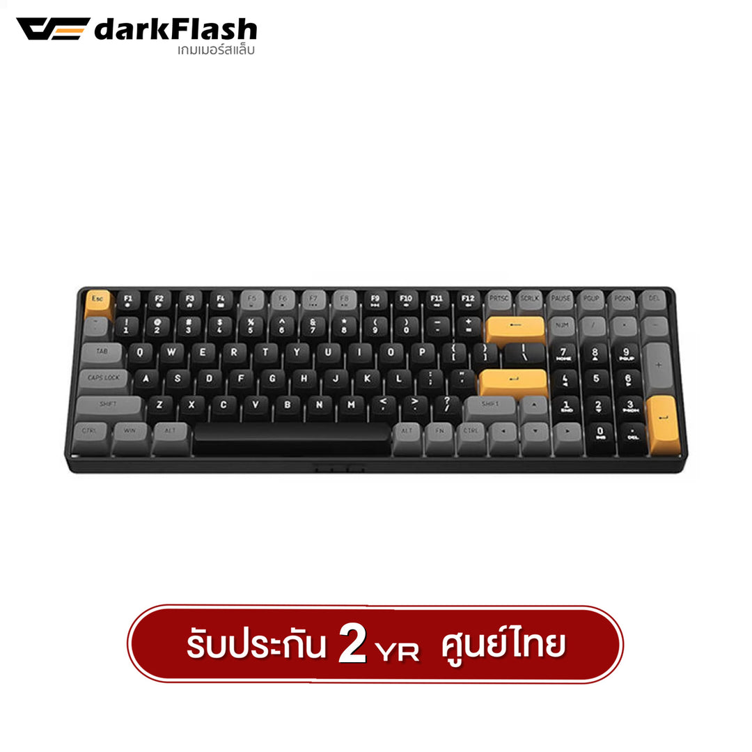 คีย์บอร์ดเกมมิ่ง DarkFlash GD100 Dual-Mod(Wired+2.4) Mechanical Keyboard Yellow Switch รับประกัน 2 ปี