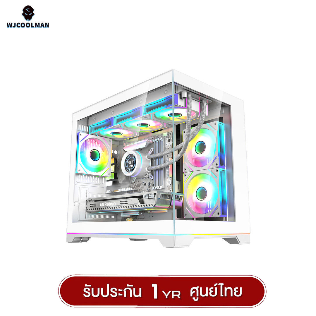 เคสคอมพิวเเตอร์ (No FAN) (AIO360) WJCOOLMAN NightDancer RGB MATX Panorama Tempered Gaming Case รับประกัน 1 ปี