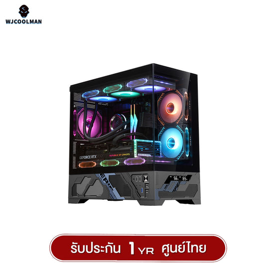เคสคอมพิวเเตอร์ WJCOOLMAN Mille M-ATX Analog Screen Panorama Tempered Glass Gaming Case รับประกัน 1 ปี