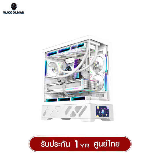เคสคอมพิวเเตอร์ WJCOOLMAN 215 ATX-X LCD-SubScreen Panorama Tempered Glass Gaming Case รับประกัน 1 ปี