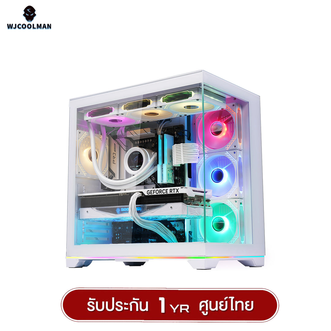 WJCOOLMAN เคสคอมพิวเเตอร์ (No FAN) (AIO360) NightDancer Plus RGB ATX Panorama Tempered Gaming Case รับประกัน 1 ปี