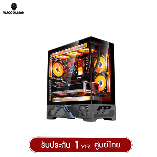 เคสคอมพิวเเตอร์ WJCOOLMAN Mille ATX Analog Screen Panorama Tempered Glass Gaming Case รับประกัน 1 ปี
