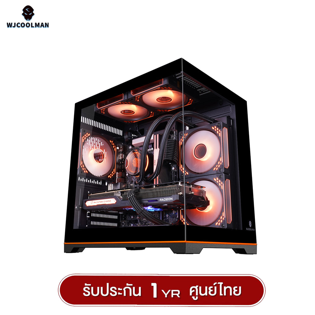 เคสคอมพิวเเตอร์ (No FAN) (AIO240) WJCOOLMAN NightDancer Mini RGB MATX Panorama Tempered Gaming Case รับประกัน 1 ปี