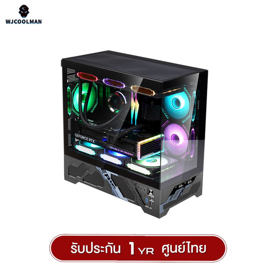 เคสคอมพิวเเตอร์ WJCOOLMAN Mille M-ATX Analog Screen Panorama Tempered Glass Gaming Case รับประกัน 1 ปี