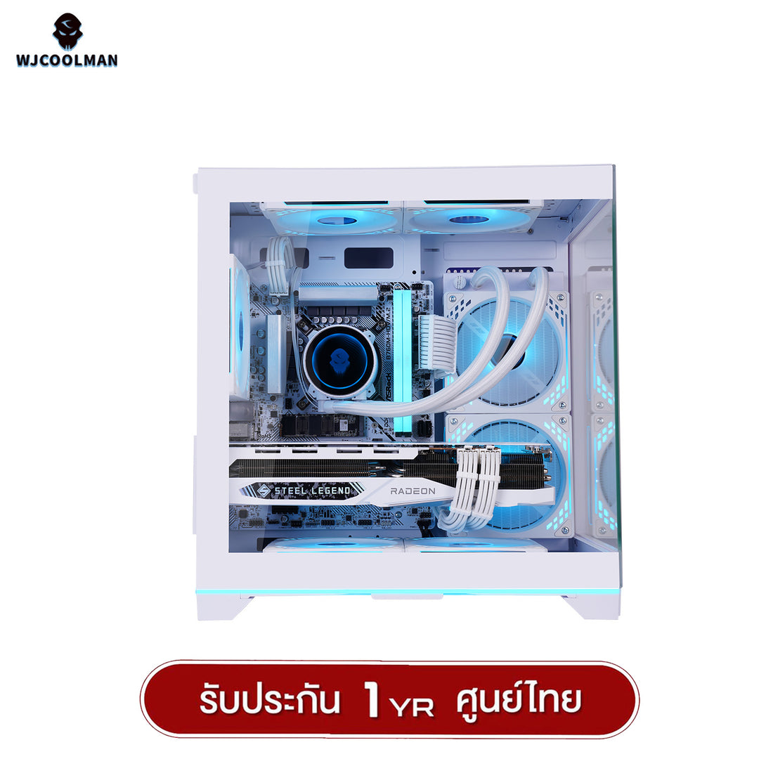 เคสคอมพิวเเตอร์ (No FAN) (AIO240) WJCOOLMAN NightDancer Mini RGB MATX Panorama Tempered Gaming Case รับประกัน 1 ปี