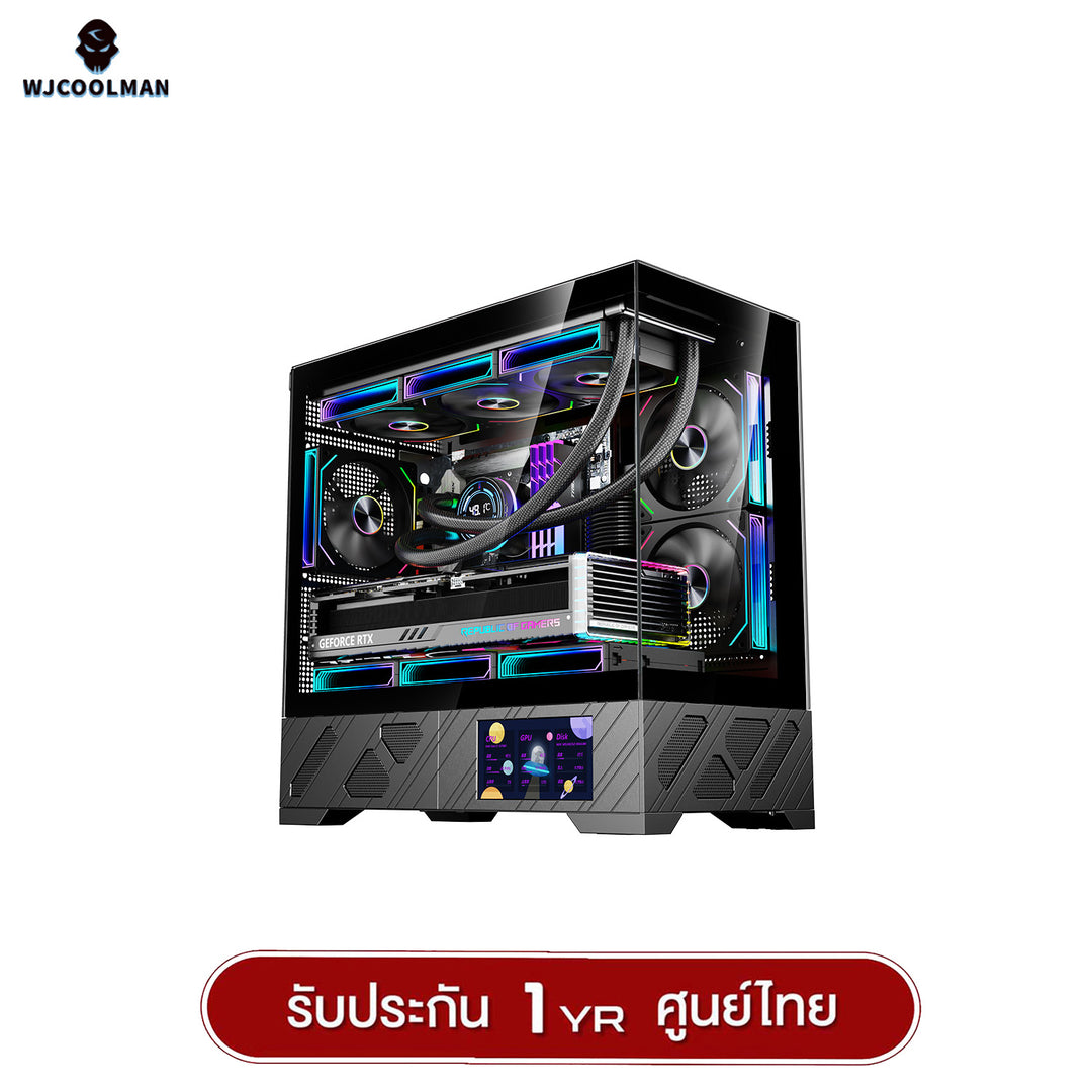 เคสคอมพิวเเตอร์ WJCOOLMAN 215 MATX-X LCD-SubScreen Panorama Tempered Glass Gaming Case รับประกัน 1 ปี