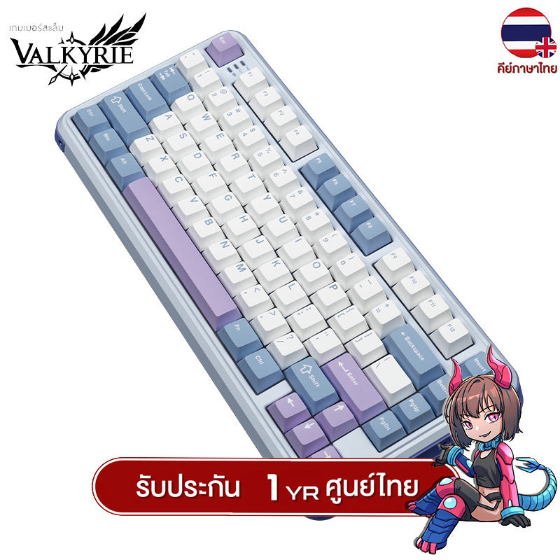 คีย์บอร์ดเกมมิ่ง Valkyrie VK75 Tri-Mod RGB Gasket Mechanical Keyboard (คีย์ไทย) รับประกัน 1 ปี