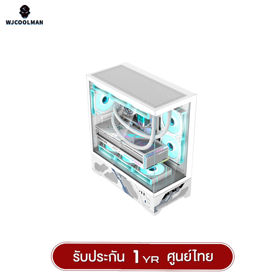 เคสคอมพิวเเตอร์ WJCOOLMAN Mille ATX Analog Screen Panorama Tempered Glass Gaming Case รับประกัน 1 ปี