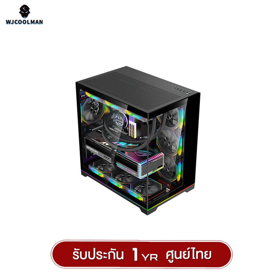 WJCOOLMAN เคสคอมพิวเเตอร์ (No FAN) (AIO360) NightDancer Plus RGB ATX Panorama Tempered Gaming Case รับประกัน 1 ปี