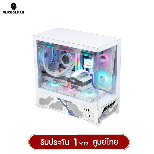 เคสคอมพิวเเตอร์ WJCOOLMAN Mille M-ATX Analog Screen Panorama Tempered Glass Gaming Case รับประกัน 1 ปี