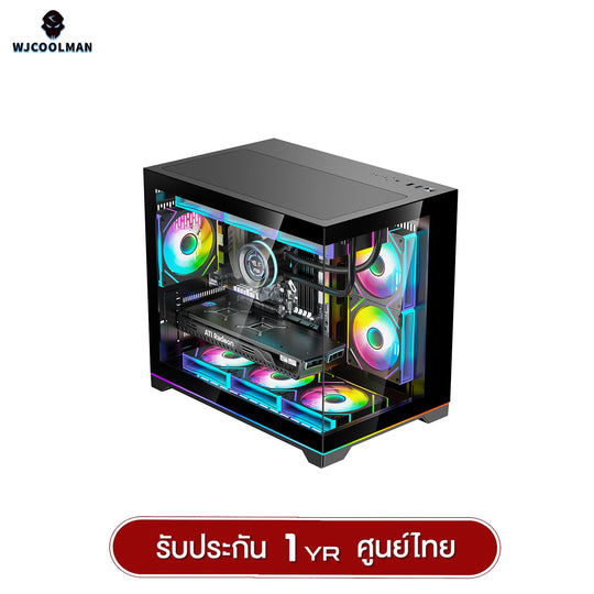 เคสคอมพิวเเตอร์ (No FAN) (AIO360) WJCOOLMAN NightDancer RGB MATX Panorama Tempered Gaming Case รับประกัน 1 ปี