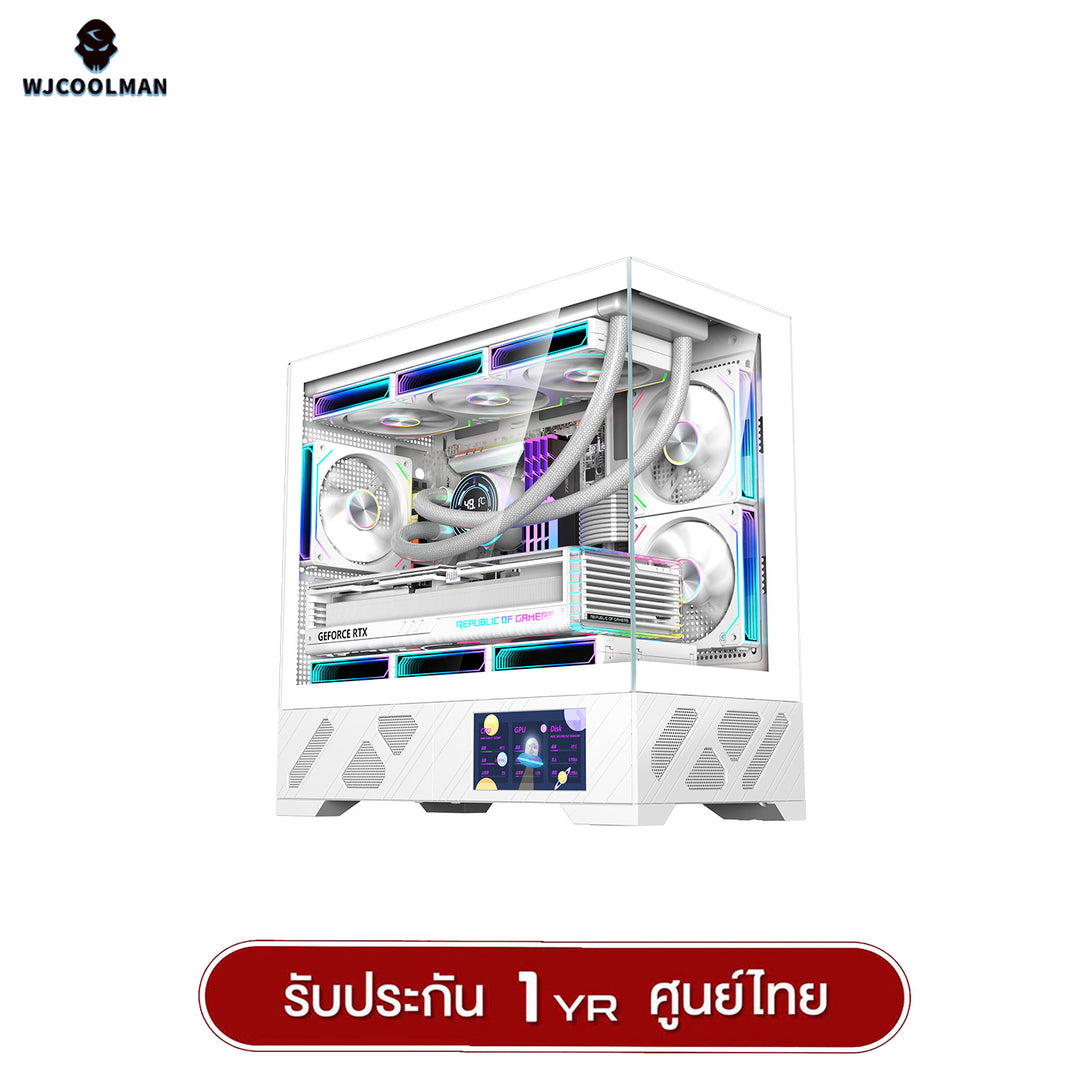 เคสคอมพิวเเตอร์ WJCOOLMAN 215 MATX-X LCD-SubScreen Panorama Tempered Glass Gaming Case รับประกัน 1 ปี