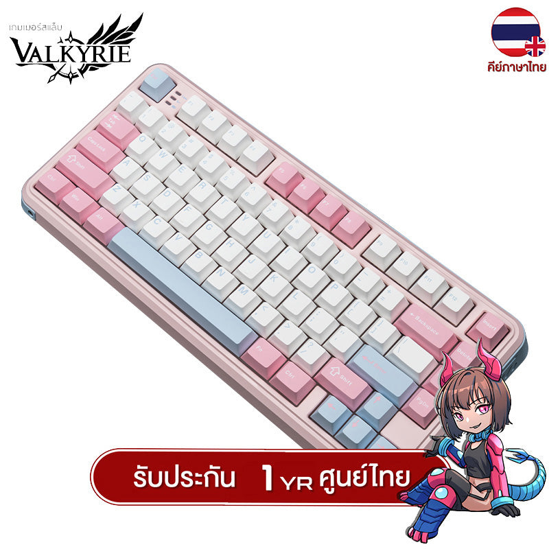คีย์บอร์ดเกมมิ่ง Valkyrie VK75 Tri-Mod RGB Gasket Mechanical Keyboard (คีย์ไทย) รับประกัน 1 ปี