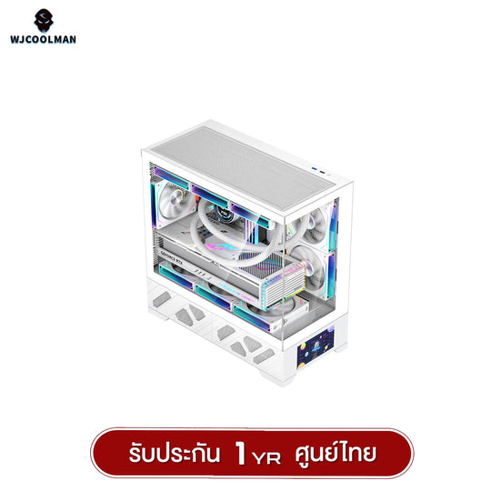 เคสคอมพิวเเตอร์ WJCOOLMAN 215 MATX-X LCD-SubScreen Panorama Tempered Glass Gaming Case รับประกัน 1 ปี