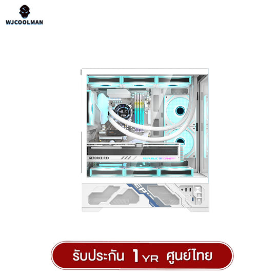 เคสคอมพิวเเตอร์ WJCOOLMAN Mille ATX Analog Screen Panorama Tempered Glass Gaming Case รับประกัน 1 ปี