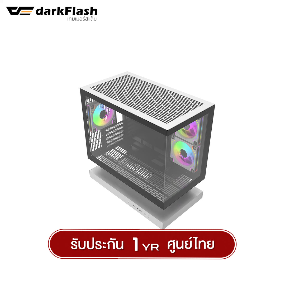 เคสคอมพิวเเตอร์ DarkFlash F1 MATX Tempered Glass ARGB Gaming Case with DM20 ARGB Fan X3 รับประกัน 1 ปี