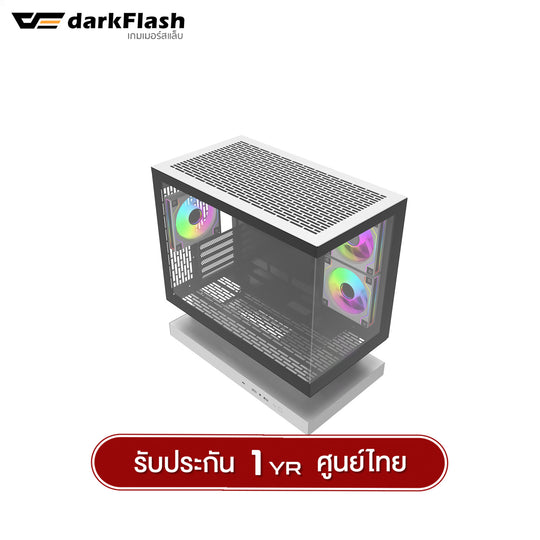 เคสคอมพิวเเตอร์ DarkFlash F1 MATX Tempered Glass ARGB Gaming Case with DM20 ARGB Fan X3 รับประกัน 1 ปี