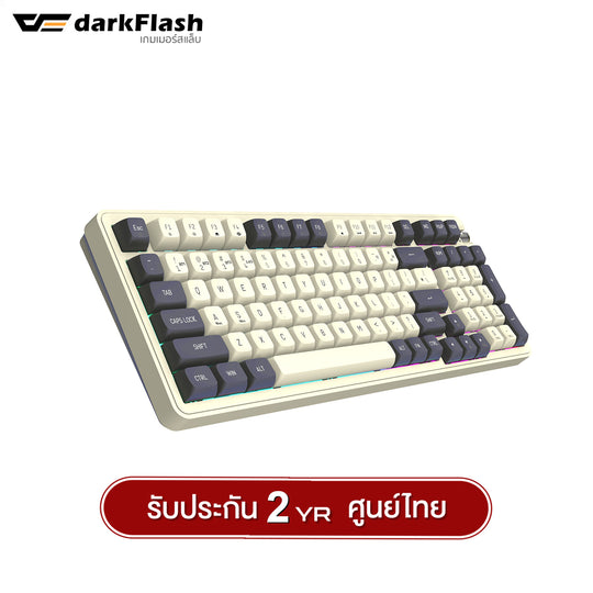 คีย์บอร์ดเกมมิ่ง DarkFlash DF98 Tri-Mod(Wired+2.4G+BT) Gasket RGB Mechanical keyboard Yellow Switch รับประกัน 2 ปี