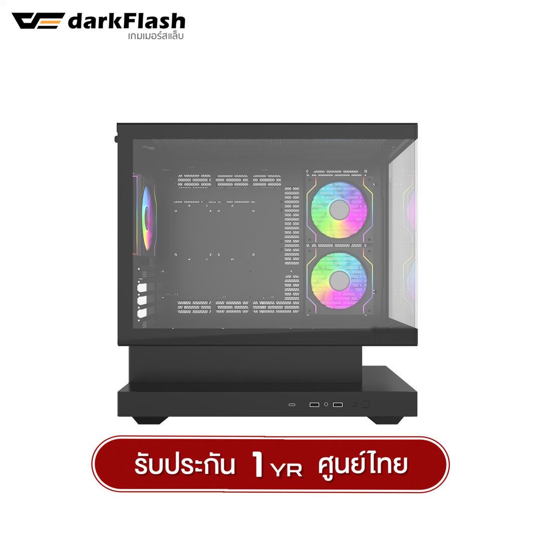 เคสคอมพิวเเตอร์ DarkFlash F1 MATX Tempered Glass ARGB Gaming Case with DM20 ARGB Fan X3 รับประกัน 1 ปี