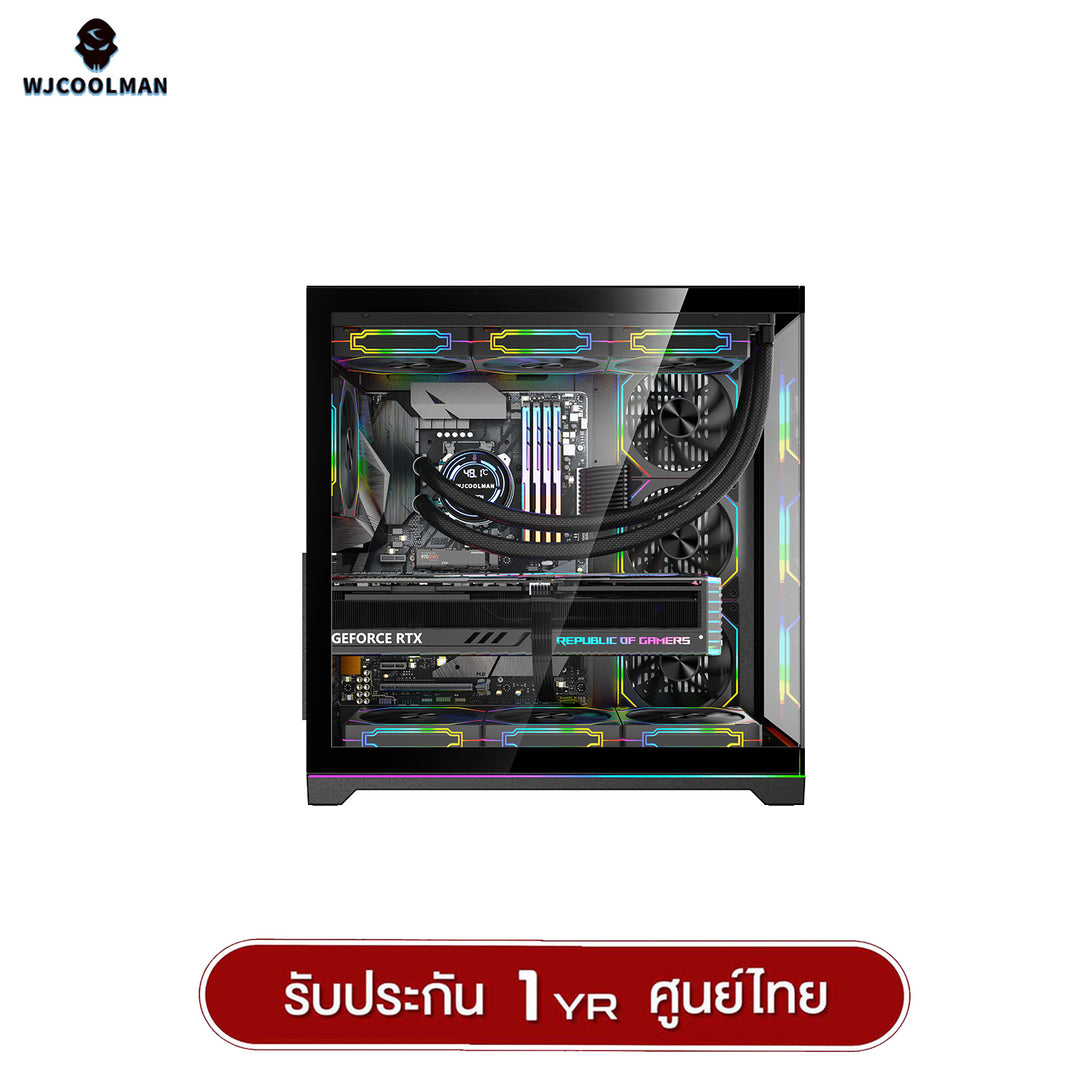 WJCOOLMAN เคสคอมพิวเเตอร์ (No FAN) (AIO360) NightDancer Plus RGB ATX Panorama Tempered Gaming Case รับประกัน 1 ปี
