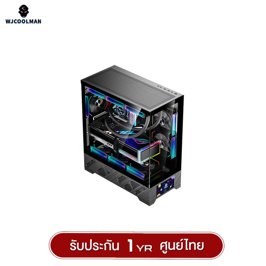 เคสคอมพิวเเตอร์ WJCOOLMAN 215 ATX-X LCD-SubScreen Panorama Tempered Glass Gaming Case รับประกัน 1 ปี