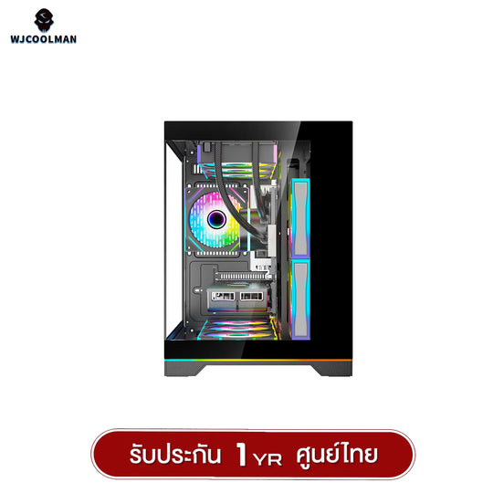 เคสคอมพิวเเตอร์ (No FAN) (AIO360) WJCOOLMAN NightDancer RGB MATX Panorama Tempered Gaming Case รับประกัน 1 ปี