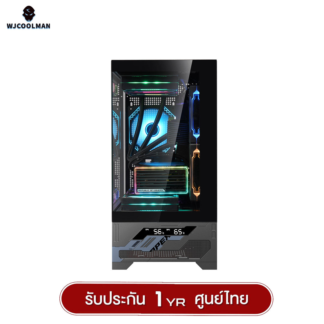 เคสคอมพิวเเตอร์ WJCOOLMAN Mille M-ATX Analog Screen Panorama Tempered Glass Gaming Case รับประกัน 1 ปี
