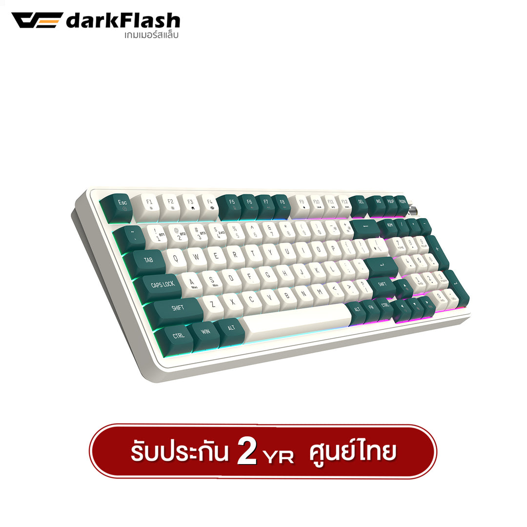 คีย์บอร์ดเกมมิ่ง DarkFlash DF98 Tri-Mod(Wired+2.4G+BT) Gasket RGB Mechanical keyboard Yellow Switch รับประกัน 2 ปี