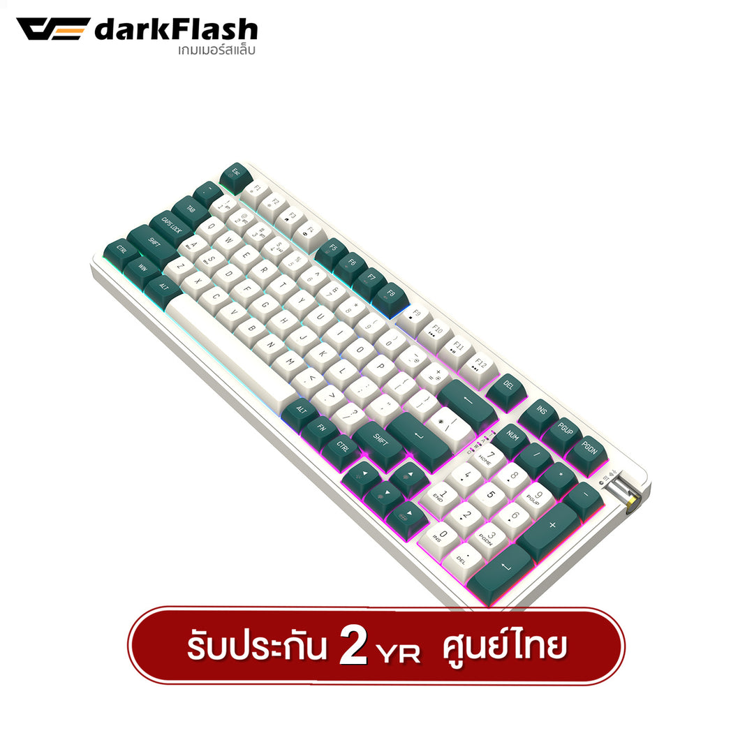 คีย์บอร์ดเกมมิ่ง DarkFlash DF98 Tri-Mod(Wired+2.4G+BT) Gasket RGB Mechanical keyboard Yellow Switch รับประกัน 2 ปี