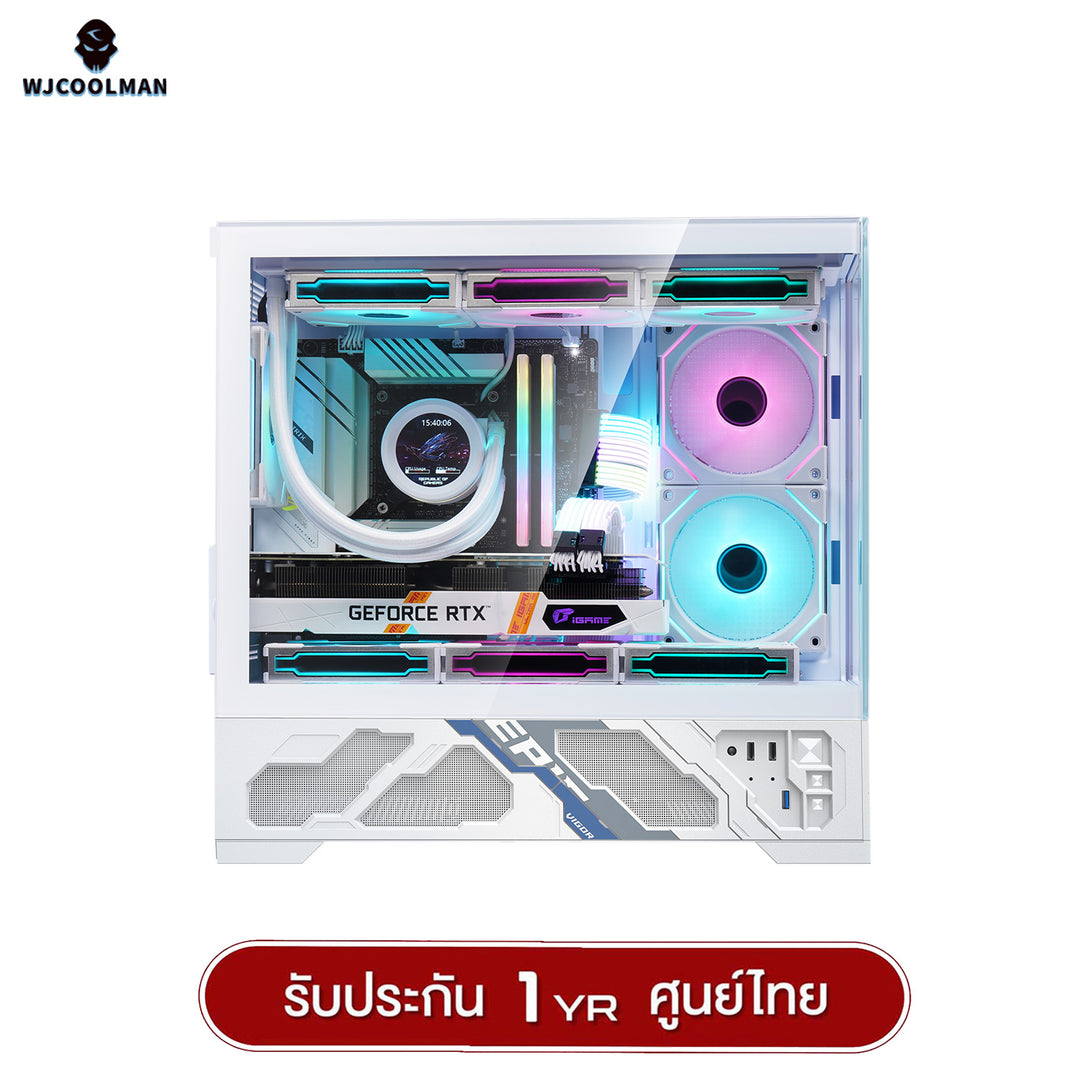 เคสคอมพิวเเตอร์ WJCOOLMAN Mille M-ATX Analog Screen Panorama Tempered Glass Gaming Case รับประกัน 1 ปี