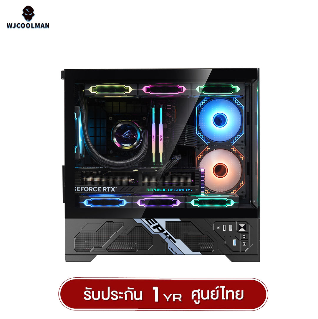 เคสคอมพิวเเตอร์ WJCOOLMAN Mille M-ATX Analog Screen Panorama Tempered Glass Gaming Case รับประกัน 1 ปี