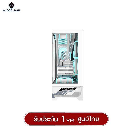 เคสคอมพิวเเตอร์ WJCOOLMAN Mille ATX Analog Screen Panorama Tempered Glass Gaming Case รับประกัน 1 ปี