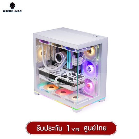 WJCOOLMAN เคสคอมพิวเเตอร์ (No FAN) (AIO360) NightDancer Plus RGB ATX Panorama Tempered Gaming Case รับประกัน 1 ปี
