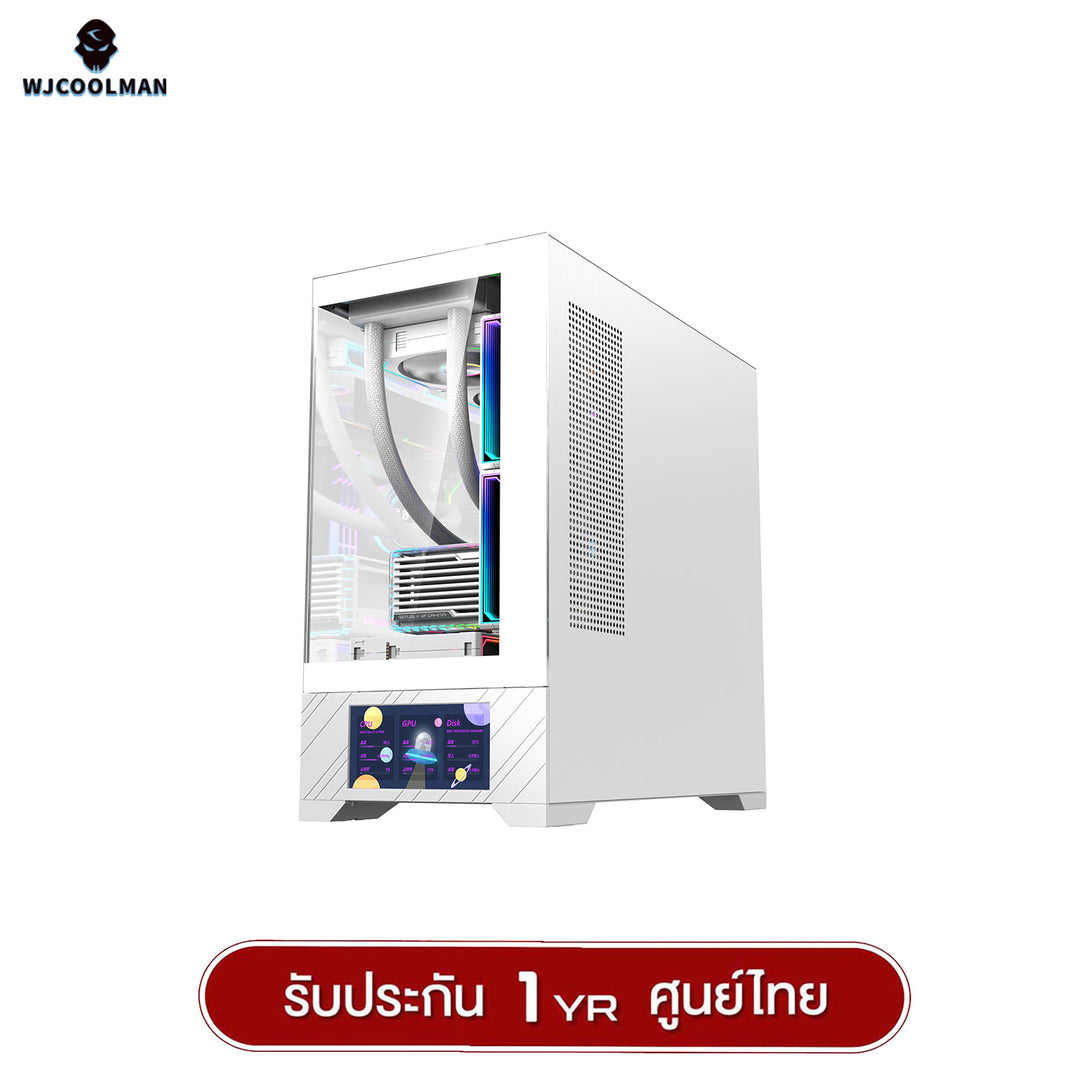 เคสคอมพิวเเตอร์ WJCOOLMAN 215 MATX-X LCD-SubScreen Panorama Tempered Glass Gaming Case รับประกัน 1 ปี