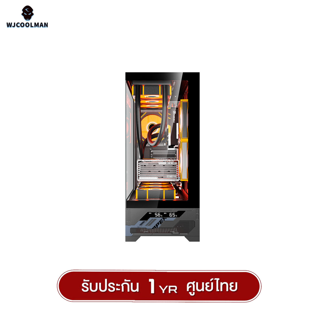 เคสคอมพิวเเตอร์ WJCOOLMAN Mille ATX Analog Screen Panorama Tempered Glass Gaming Case รับประกัน 1 ปี