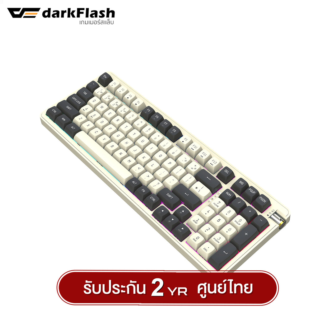คีย์บอร์ดเกมมิ่ง DarkFlash DF98 Tri-Mod(Wired+2.4G+BT) Gasket RGB Mechanical keyboard Yellow Switch รับประกัน 2 ปี
