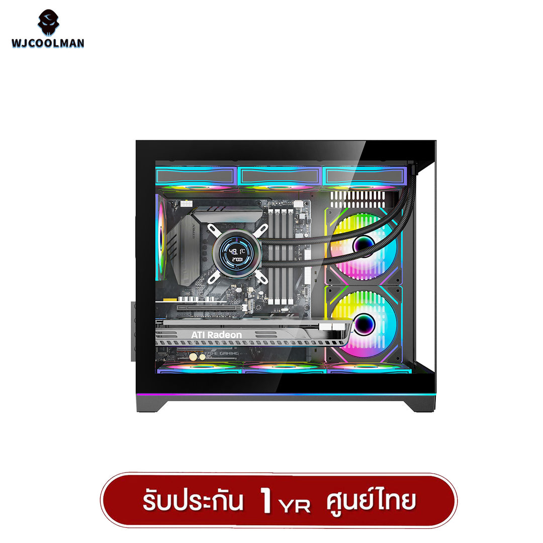 เคสคอมพิวเเตอร์ (No FAN) (AIO360) WJCOOLMAN NightDancer RGB MATX Panorama Tempered Gaming Case รับประกัน 1 ปี