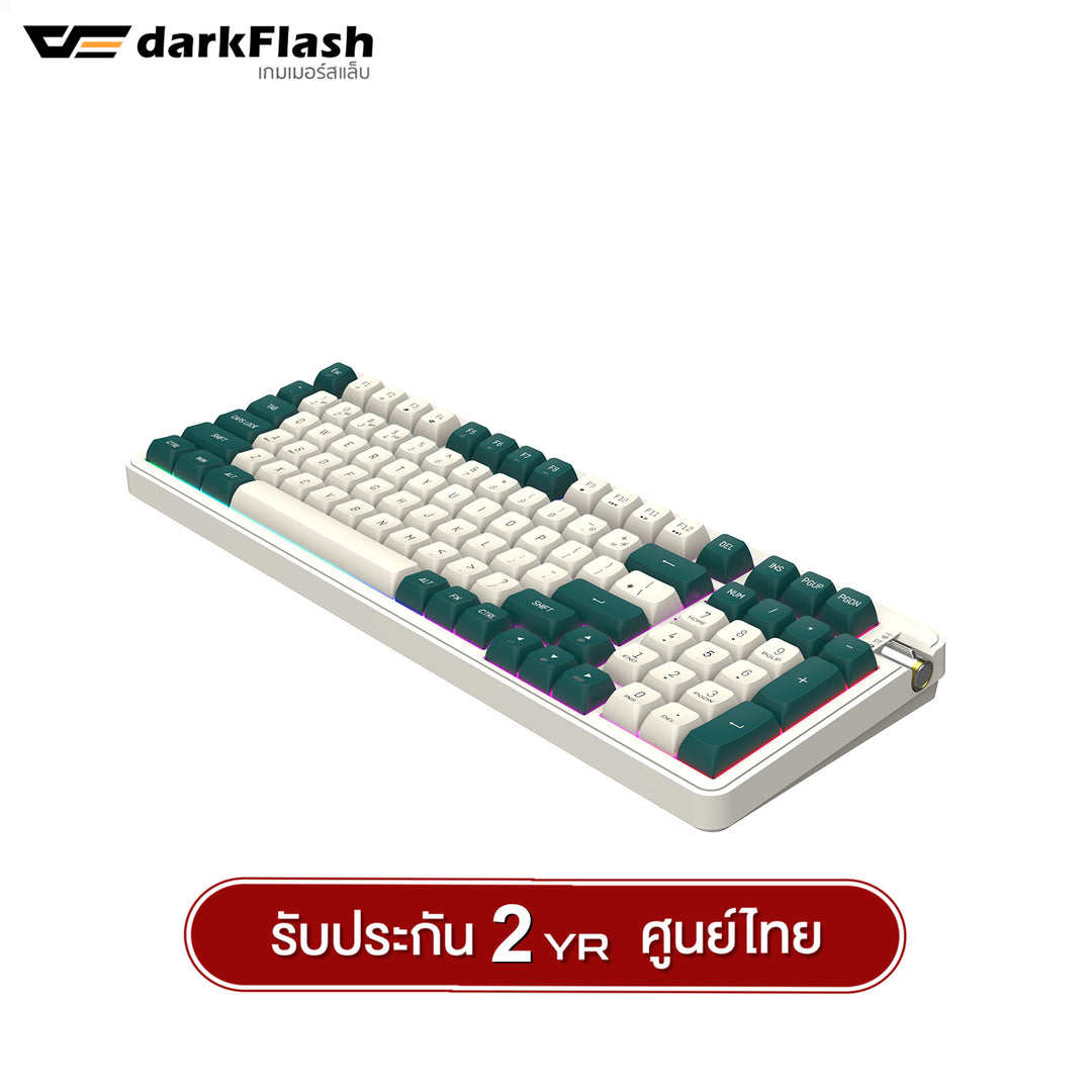 คีย์บอร์ดเกมมิ่ง DarkFlash DF98 Tri-Mod(Wired+2.4G+BT) Gasket RGB Mechanical keyboard Yellow Switch รับประกัน 2 ปี