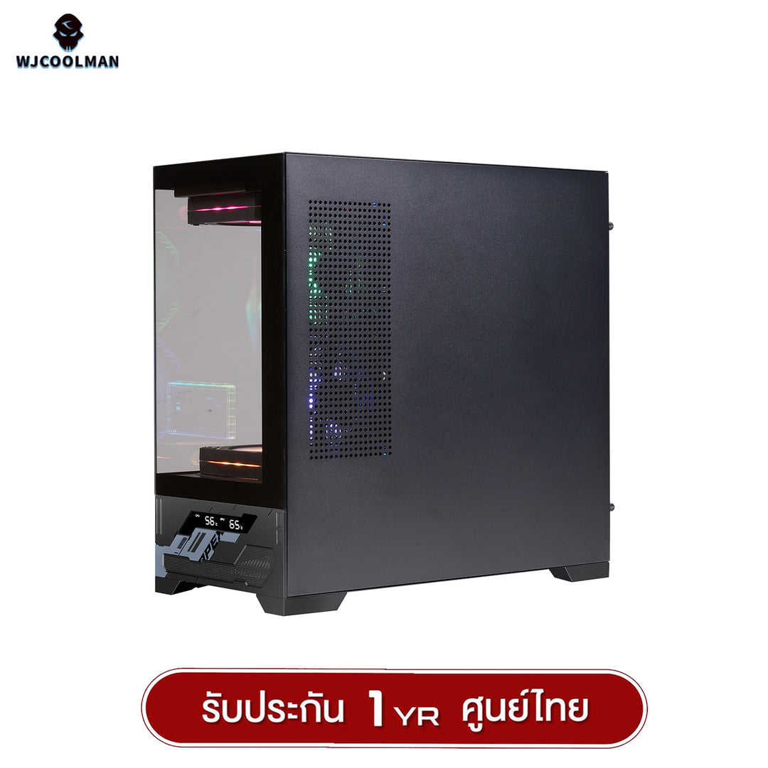 เคสคอมพิวเเตอร์ WJCOOLMAN Mille M-ATX Analog Screen Panorama Tempered Glass Gaming Case รับประกัน 1 ปี