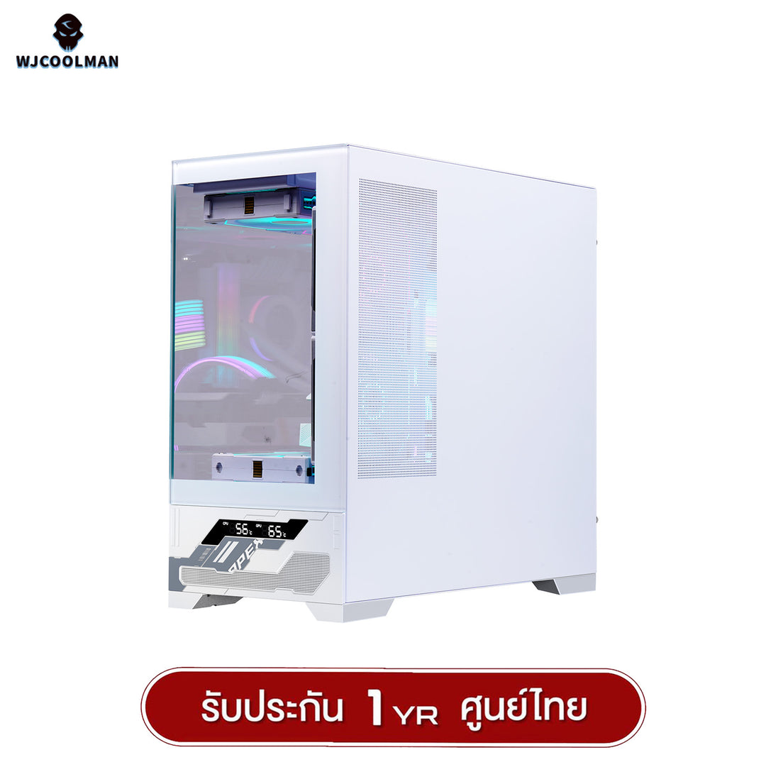 เคสคอมพิวเเตอร์ WJCOOLMAN Mille M-ATX Analog Screen Panorama Tempered Glass Gaming Case รับประกัน 1 ปี
